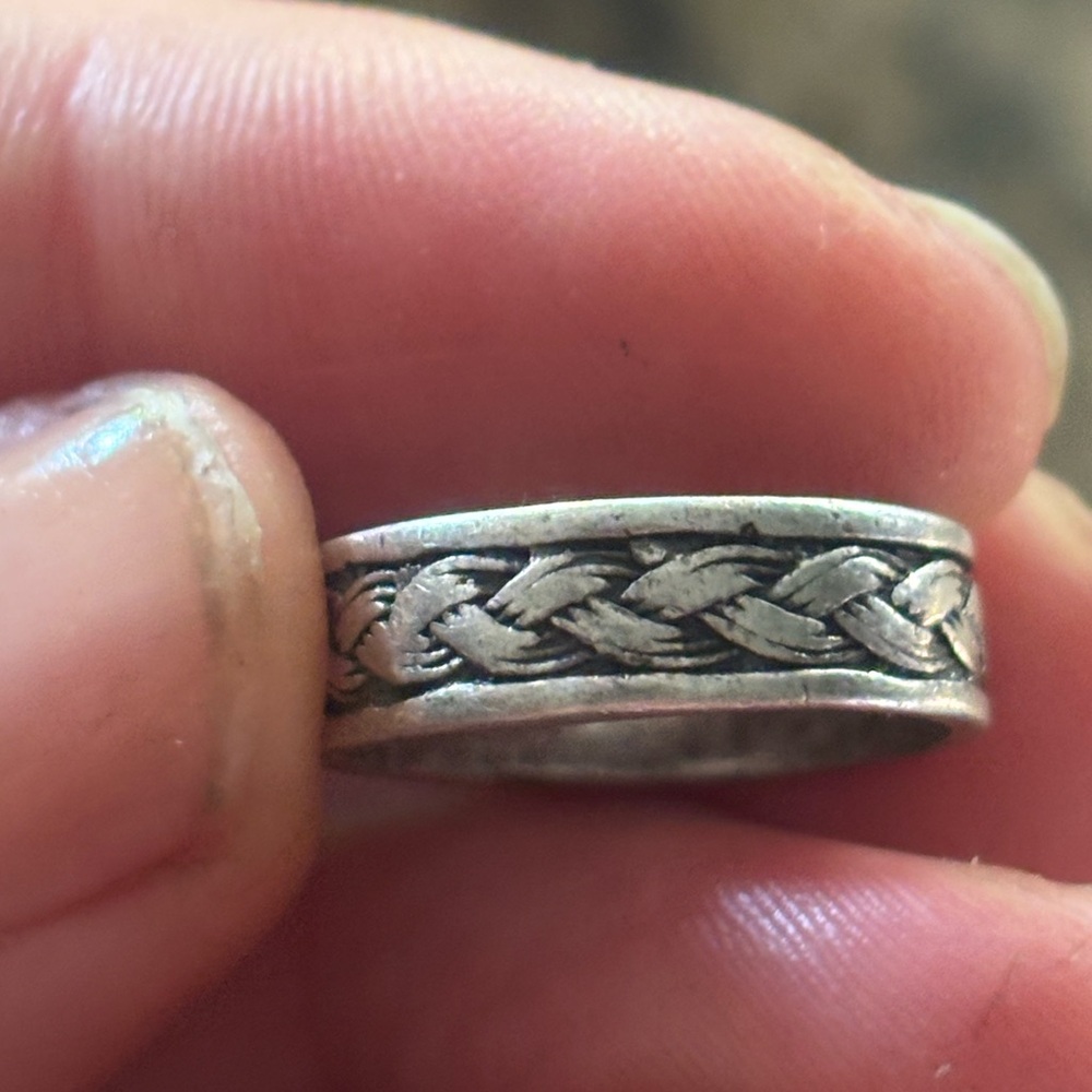 VINTAGE Sterling Silver 925 Braided Design Band Eternity Ring Size 5